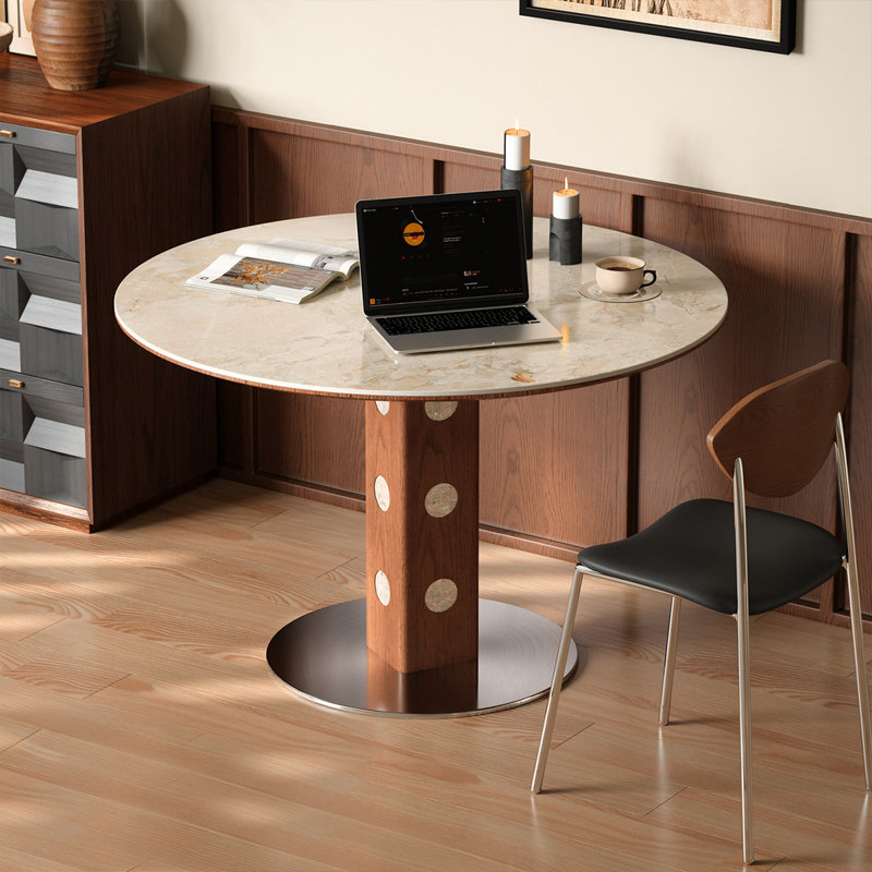 Table ronde en bois massif Rock Board, H 29,92 po x l 39,37 po x P 39,37 po