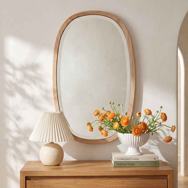 Cartwell Natural Oak Framed Accent Wall Mirror, 26" x 15.75"