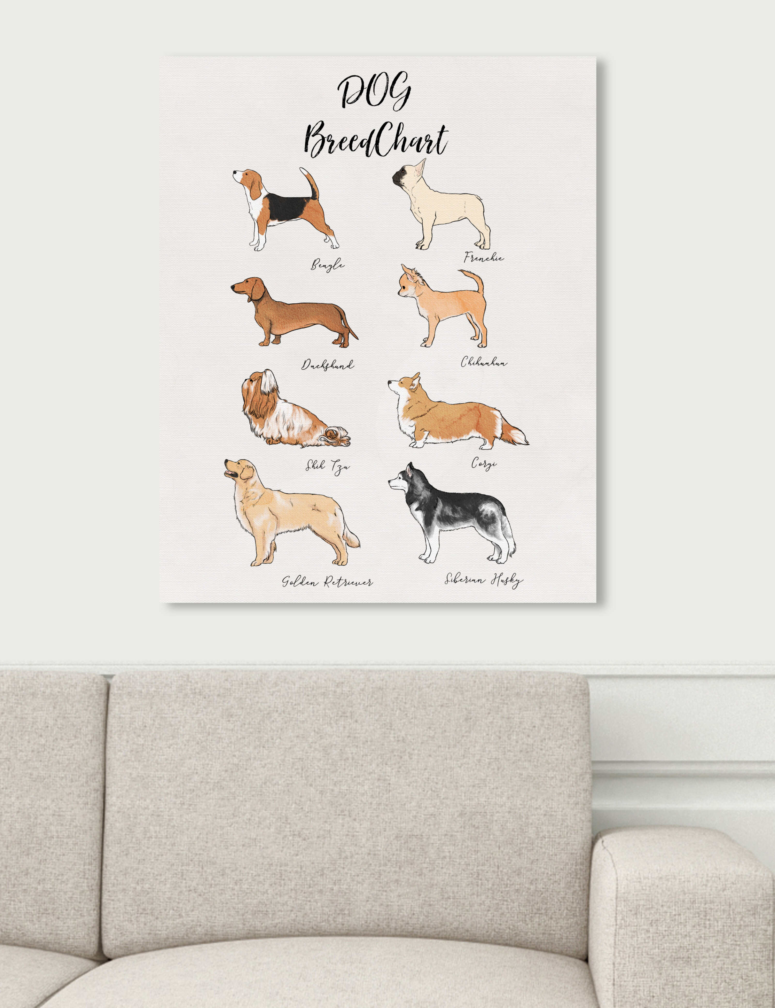 Art Remedy Dogs and Puppies 'Dog Breed Chart' Graphic Art Print on ...