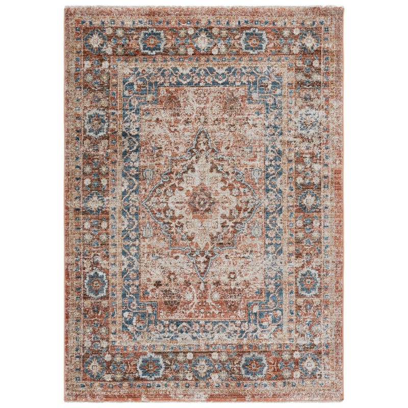 Broomhedge Bijar Performance Oriental Rug, Ivory/Rust, Rectangle 6'7" x 9'