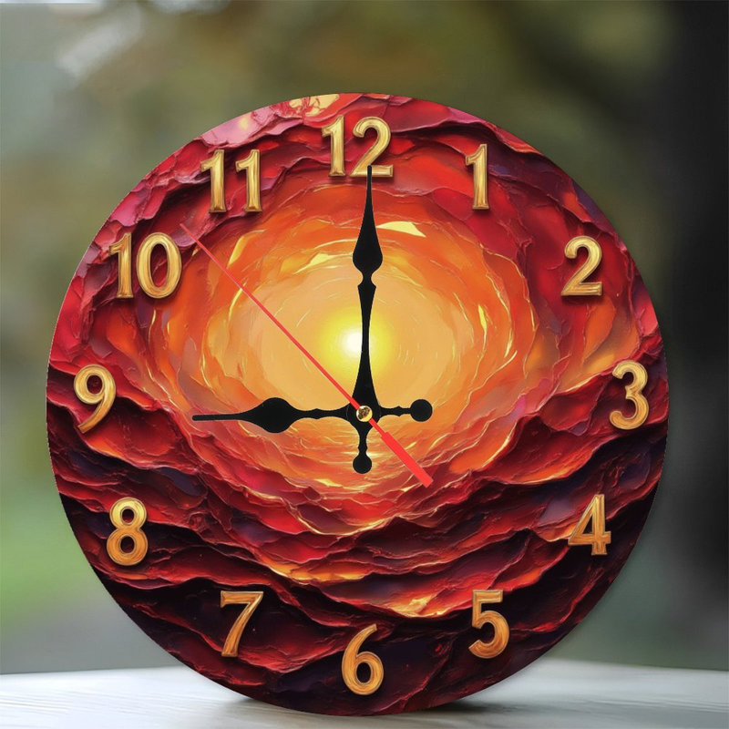 Horloge avec tunnel coucher de soleil ardent