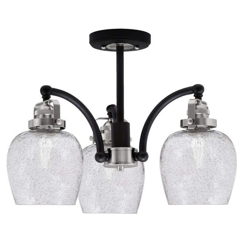 Verre à bulles semi-encastré 3 lumières Easton, Noir mat/nickel brossé