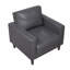 Fauteuil rembourré en similicuir de style moderne de style moderne gris foncé avec dossier confortable et dossier en bois massif 1pc-847342924