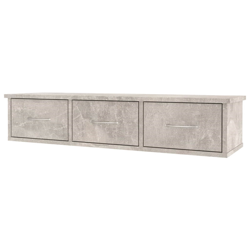 Acesyn Floating Shelf with Drawer, Light Grey