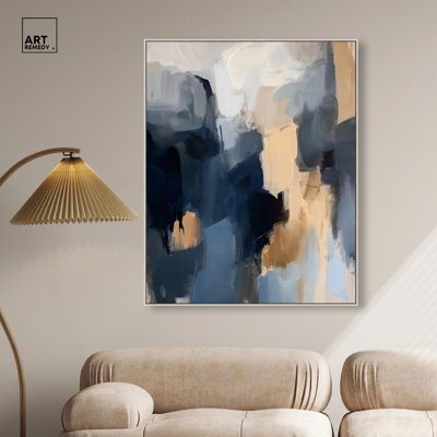 Navy Beige II Canvas Blue Abstracts by Art Remedy