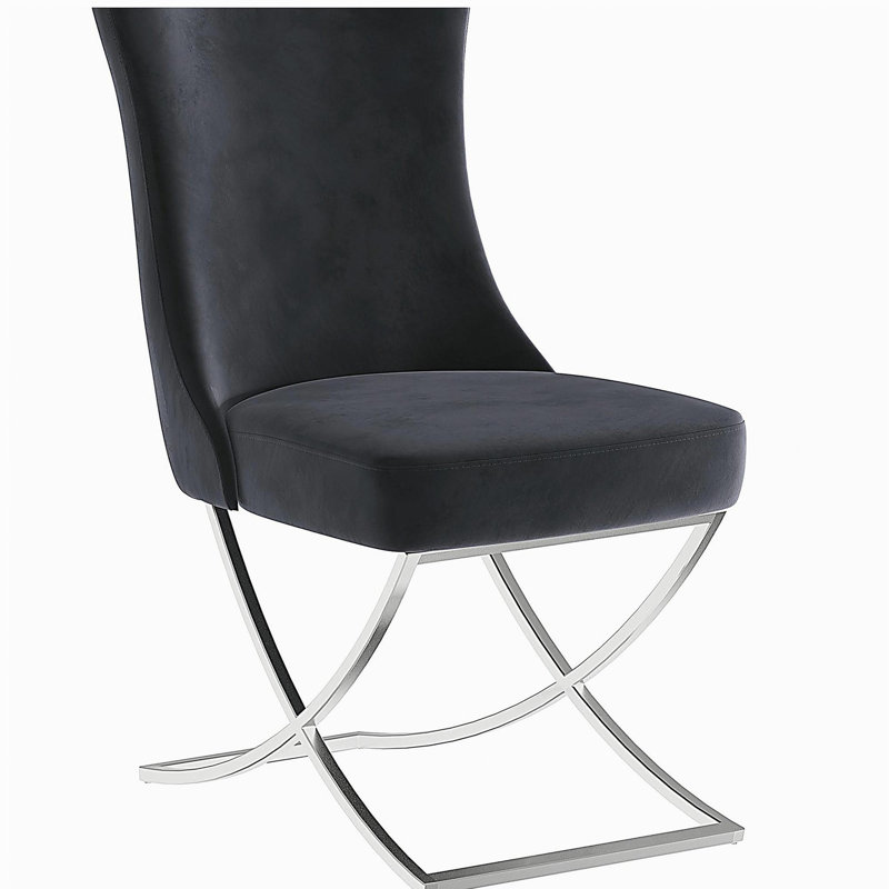 Ensemble de 2 chaises de salle à manger Noblesse, Argent argent, Noir