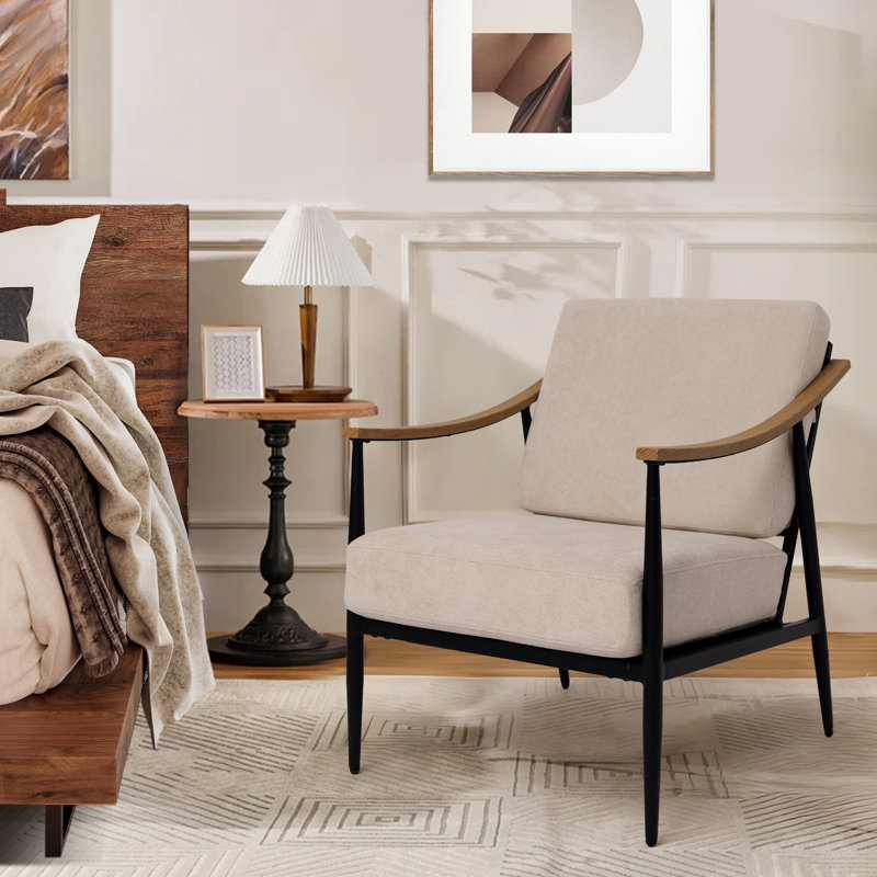 Fauteuil de lecture moderne 26 po Mid-Century, Beige