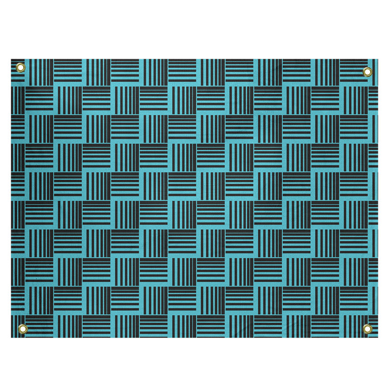 Tapisserie, H 59 po x l 80 po, Noir/bleu sarcelle