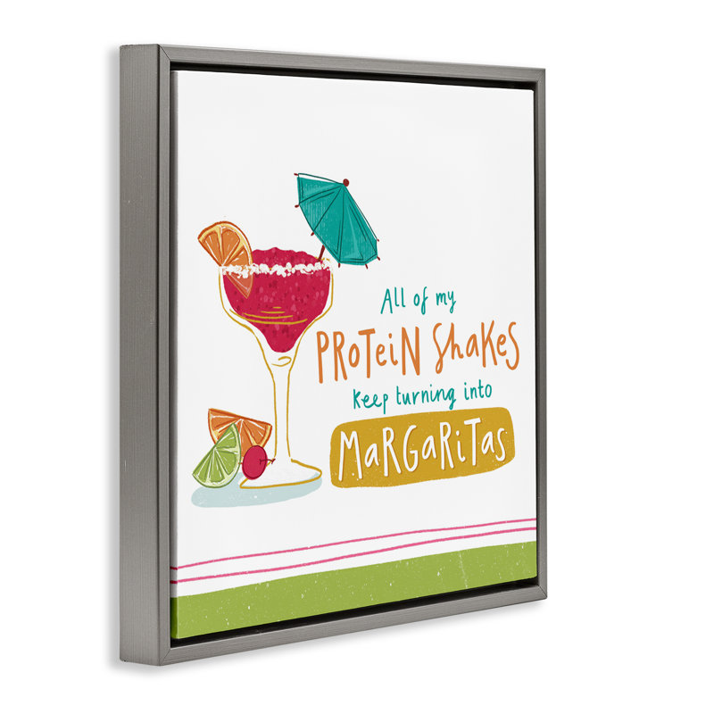 «Drôle de margarita», art mural encadré flottant par Courtney Morgenstern, H 18 po x l 18 po, Cadre flottant gris lustré