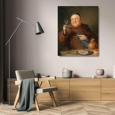 "The Monk's Meal" by  Eduard Von Grützner - Gallery Wrap Canvas Wall Art