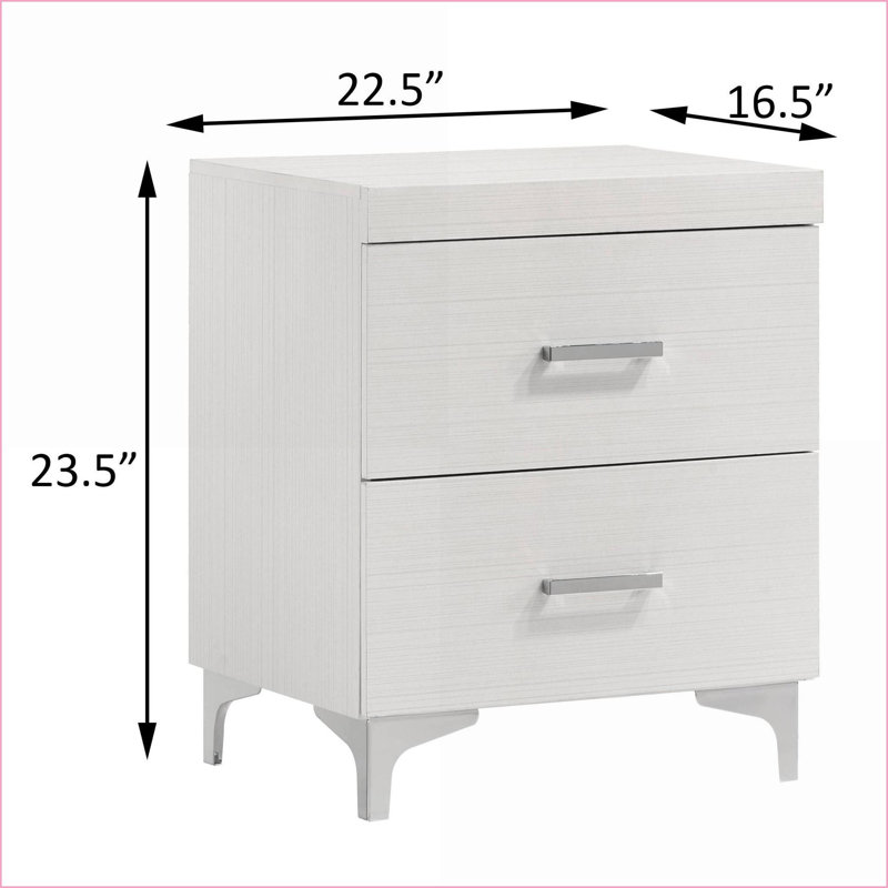 Table de chevet blanche à 2 tiroirs pour rangement dans la chambre à coucher