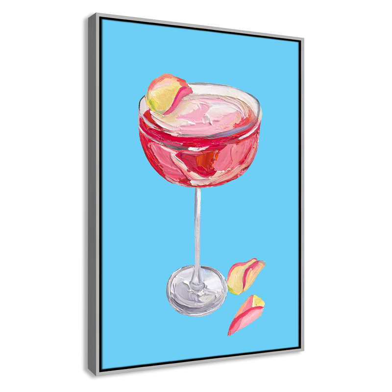 Impression de cocktail Straker - Sparkling Rose Gin par Straker, Flottant argenté, H 37,5 po x l 25,5 po