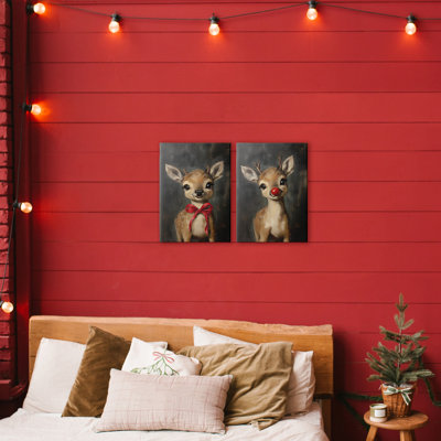 «Baby Reindeer Char Charers», ensemble de 2 toiles, avec lettres et doublures