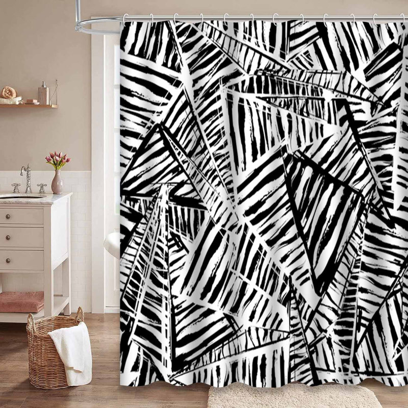 Rideau de douche à 12 crochets Strokes Splash Triangles, L 72 po x l 78 po