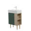 Meuble-lavabo de salle de bain avec tablette ouverte de 55 cm (21,6 po), dimensions : 55 x 31 x 72 cm (21,6 x 12,2 x 28,4 po), en bois massif et MDF, meuble-lavabo autoportant monobloc avec porte à fermeture amortie, vert, lavabo non inclus