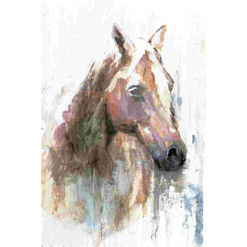 Cheval sur une toile tendue, H 18 po x l 12 po