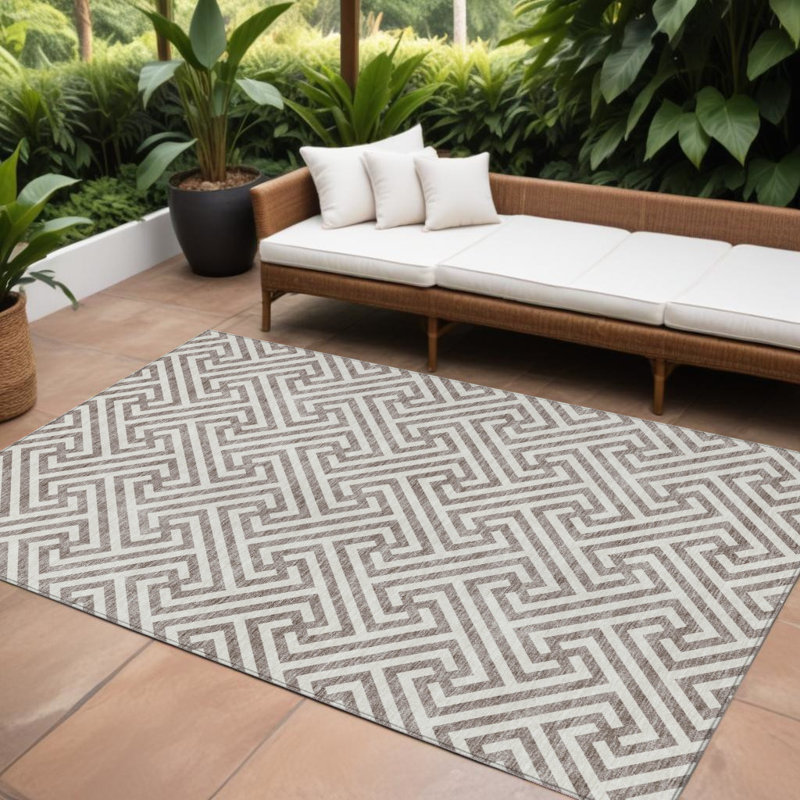 Tapis intérieur lavable à motif géométrique 9 pi x 12 pi ivoire