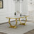 7 Piece Luxury White And Gold Dining Table Set With 6 White Leather Dining Chairs-551457632-551457646-551457641