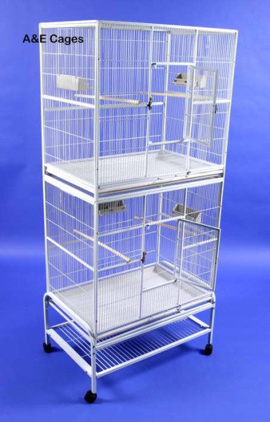Mazzeo 73.5'' Iron Flat Top Breeder Bird Cage with Wheels, Pure White