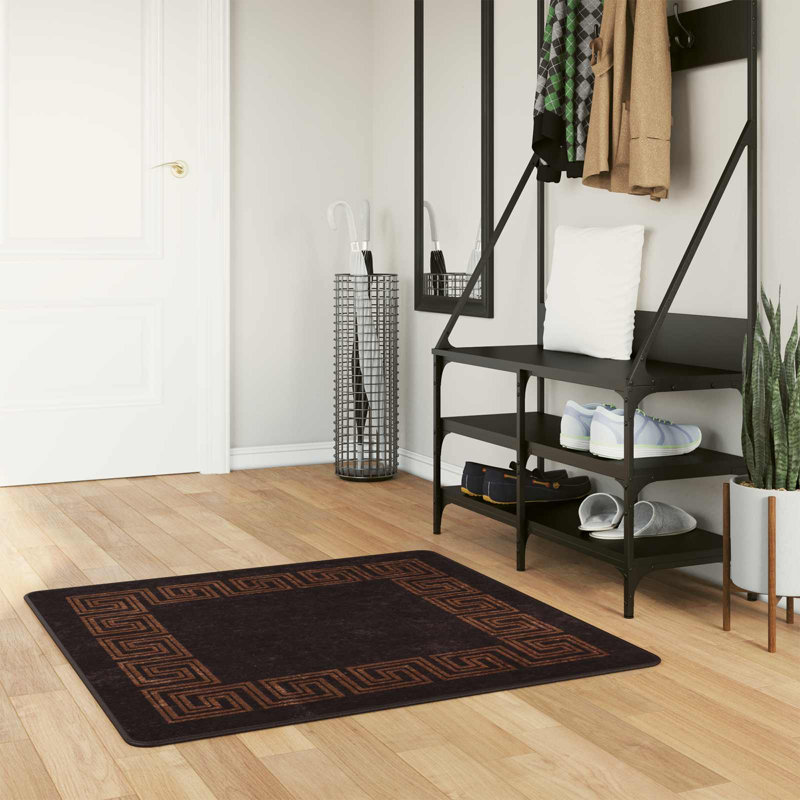 Area Rug, Black, Square 100cm