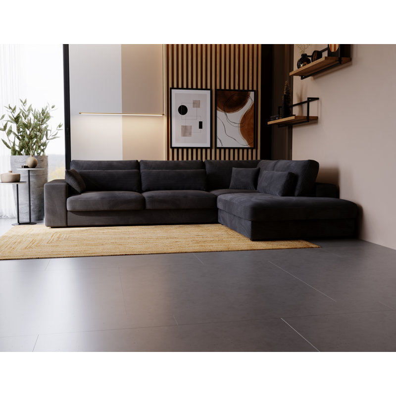Tammera 3 Seater Corner Sofa , Black