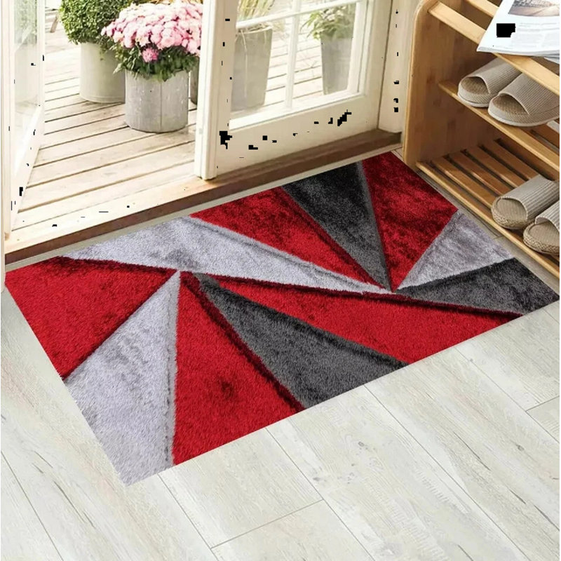 Geometric Shag Area Rug, Rectangle 60 x 110 cm