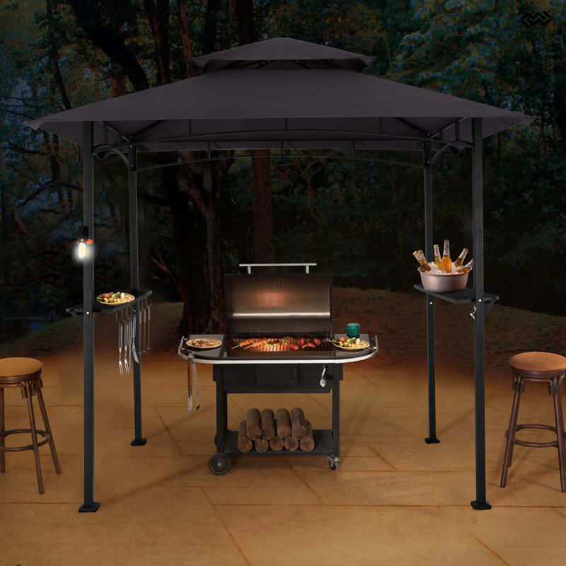 8 pi X 5 pi Pavillon de jardin en acier, Gris