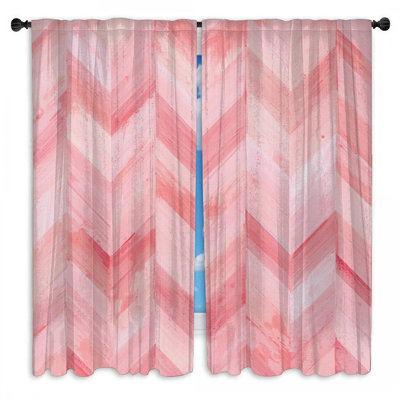 Rideaux de fenêtre à chevrons roses et chevrons obscurcissant - 2 panneaux