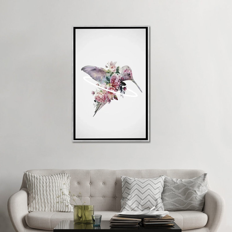 «Kolibri» par Daniel Taylor - impression d'art graphique, Aucun mat, Toile avec cadre argenté, H 48 po x l 32 po x P 1,5 po