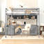 Lit mezzanine double avec bureau, armoires, tiroirs et plateau de chevet, station de charge, gris-1783187634