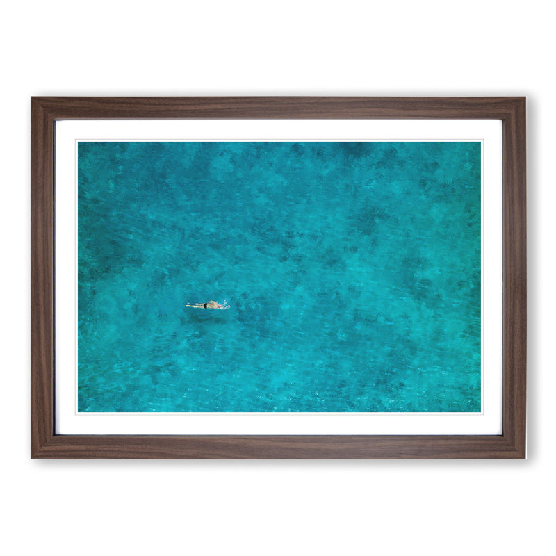 Swimmer in the Sea - Framed Print, 48cm H x 65cm W x 2cm D, Walnut Framed