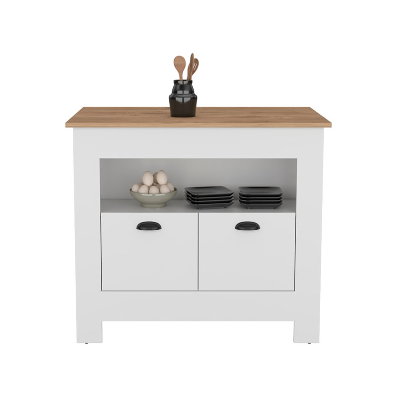 Kitchen Island, White / Macadamia, White