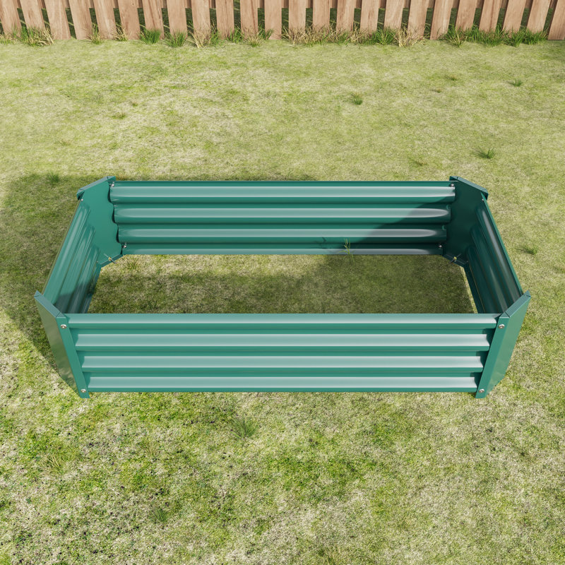 Rectangle 421Ft Metal Raised Planter For Plants, Flowers, Easy Assembly, - Rust Vegetables, Rust, Long Term, Green