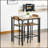 3 Piece Bar Table Set, Industrial Counter Height Dining Table Set, Bar Table & Chairs with Legs-1303140896