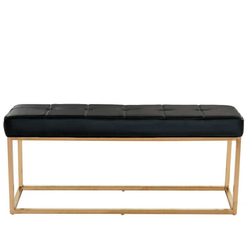 Rekan Faux Leather Upholstered Bench, Black