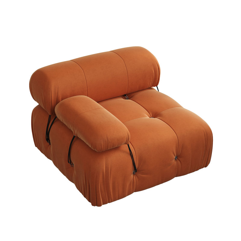 Upholstered Modern Velvet Fabric Single One-Armed Chair, Orange