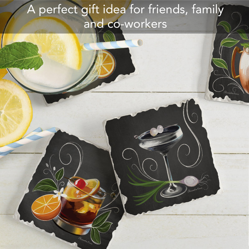 Crafty Cocktails 4 Pack Assorted Tumbled Tile Stone Coasters
