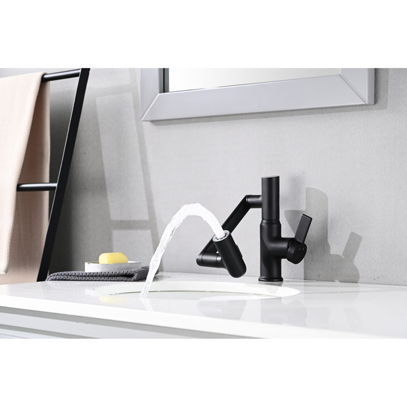 Bathroom Sink Faucet With Spray, Temp Display, 360 Rotate, Black Matte, Spray Feature Show, Rotation, Matte Black,