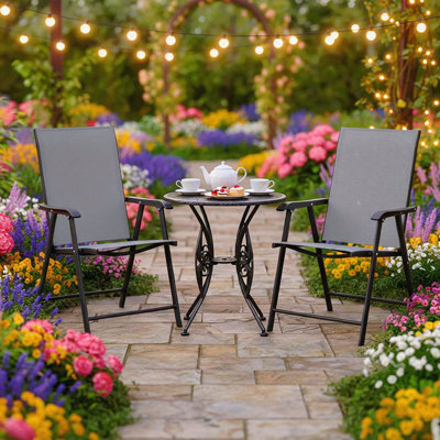 Outdoor Patio Chairs Set Of 2 Stackable Portable For Deck, Garden, Camping And Travel