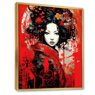 Beauté orientale rétro en rouge et noir I