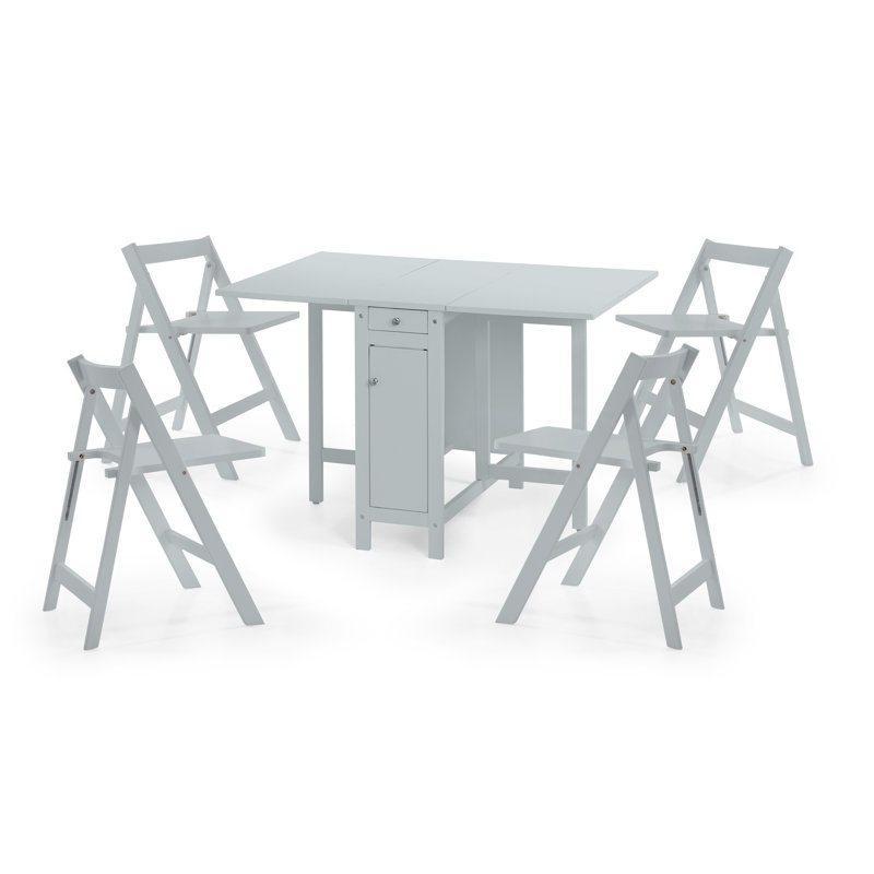 Alfreda 4 - Person Drop Leaf Dining Set, Light Grey