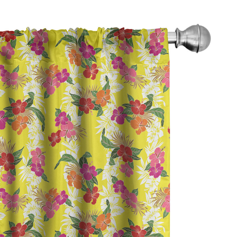 Panneaux de rideaux semi-diaphanes avec passe-tringle Hibiscus, 28 po x 95 po