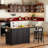 Kitchen Island With Extendable Dining Table, 3 Drawers, Power Outlet, Spice Rack And 2 Door Cabinet-249575514