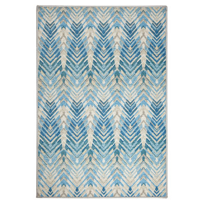 Seneca Blue Machine Printed Washable Rug