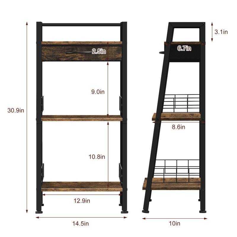 3-Shelf Shelf Brown, Antique Brass