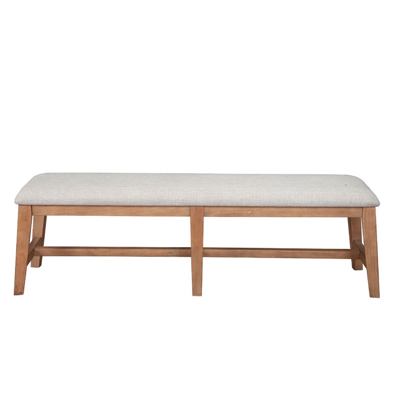 Banc de salle à manger Rejo, coussin gris avoine, bois de pin brun naturel