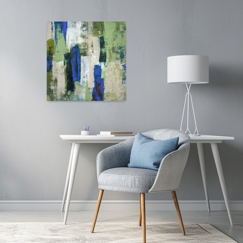 Foret D'Émeraude, art contemporain abstrait, H 24 po x l 24 po