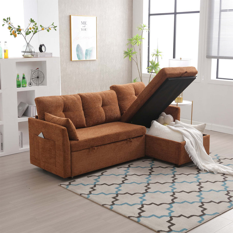 Canapé modulaire en L avec méridienne réversible, canapé-lit et sièges de rangement pour espaces de vie modernes