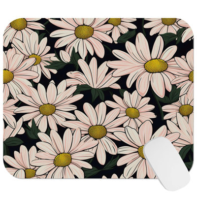 Floral Daisy Flowers IX Modern Gaming Cute Office Laptop Desk Pad Gift Mat Square Rectangle Non-Slip Mousepad