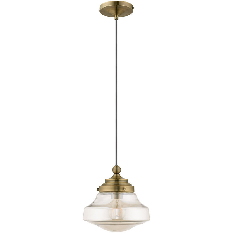 Luminaire suspendu style école 1 lumière Madonna, Laiton antique, Champagne
